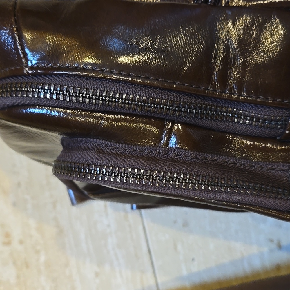Bull Captain Brown Leather Multiple Zipper Pockets Sling Bag - Picture 11 of 16